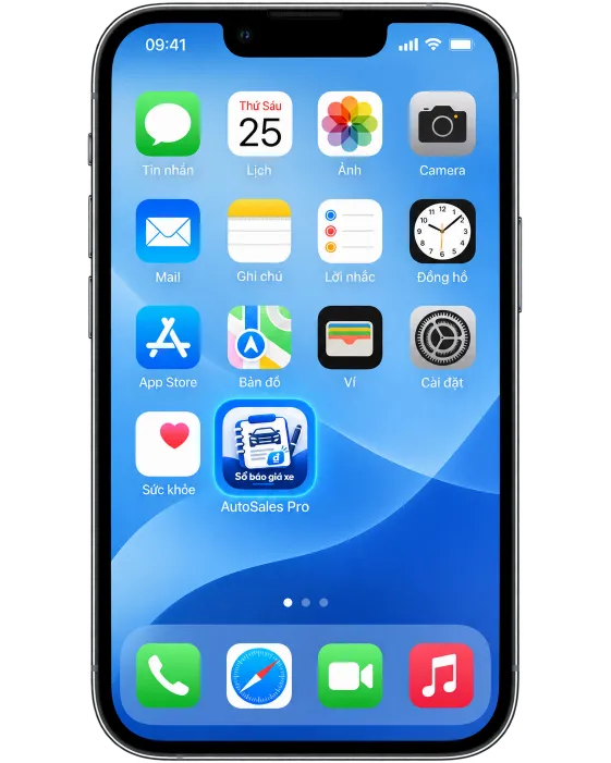 Màn hình chính iPhone có biểu tượng AutoSales Pro vừa cài, được làm nổi bật